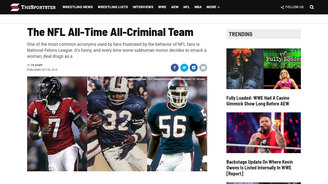 The NFL All-Time All-Criminal Team - TheSportster